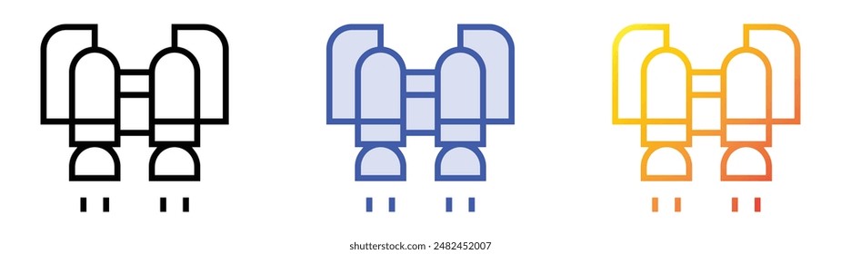 jet pack icon. Linear, Blue Fill and Gradient Style Design Isolated On White Background
