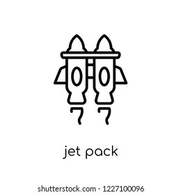 jet pack icon. Trendy modern flat linear vector jet pack icon on white background from thin line Astronomy collection, outline vector illustration