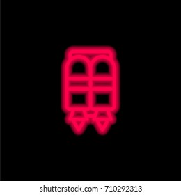 Jet pack red glowing neon ui ux icon. Glowing sign logo vector