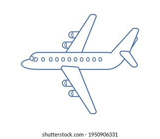 Icono de línea vectorial del avión de pasajeros Jet