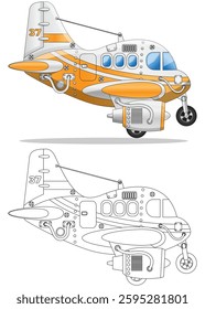 Jet passenger plane. Side view. Isolated on white background. Vector illustration.