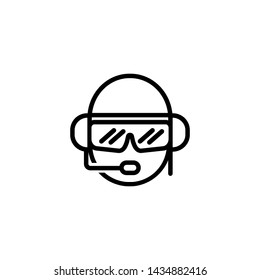 Jet pilot line icon. Helmet, aviator, goggles. Aircraft concept. Vector illustration can be used for topics like air force, military, occupation