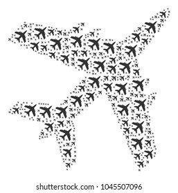 Jet Plane composition combined in the set of jet plane elements. Vector iconized composition done with simple design elements.