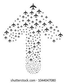Jet Plane composition composed in the combination of up movement arrow. Upwards directional arrow shape made from jet plane objects.