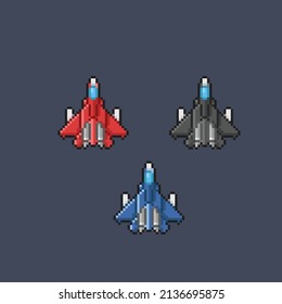 jet plane with different color in pixel style