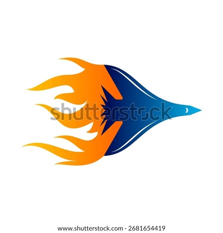 Jet plane with fire illustration design vector