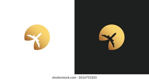 Jet or Plane Flight with Circle Logo Design