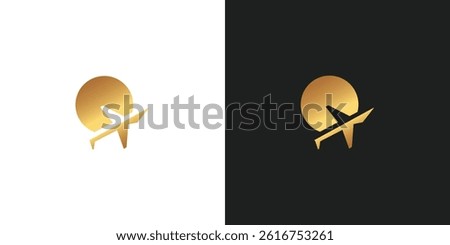 Jet or Plane Flight with Circle Logo Design