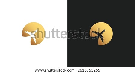 Jet or Plane Flight with Circle Logo Design