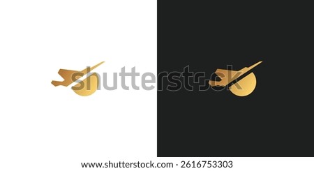 Jet or Plane Flight with Circle Logo Design