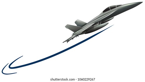 Avión de reacción volando sobre la ilustración de fondo blanco