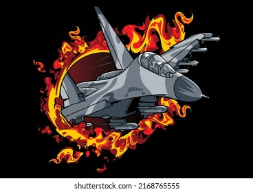 jet plane flying through fire