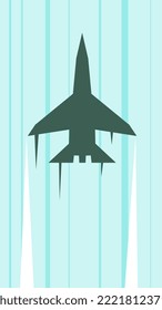 jet plane flying vertically in the sky. concept of flying, vehicles, military, speed, etc. flat vector illustration