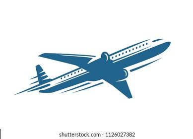 Jet Plane Icon blue on white background