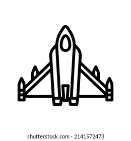 Jet Plane Icon. Line Art Style Design Isolated On White Background