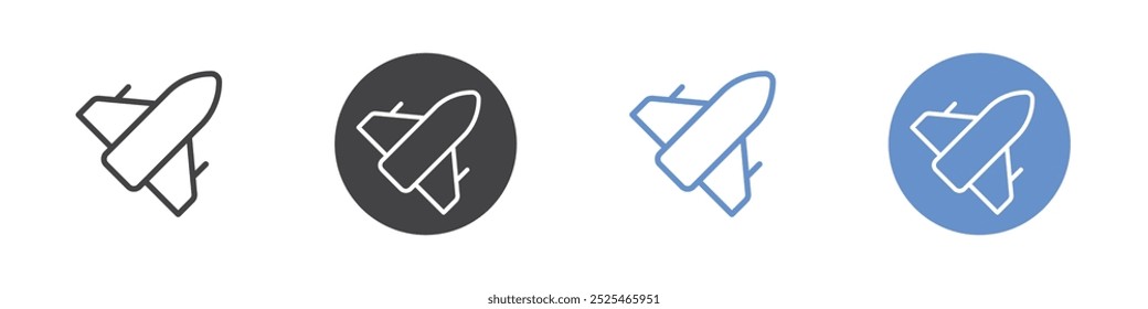 Jet plane icon Thin outline art symbol