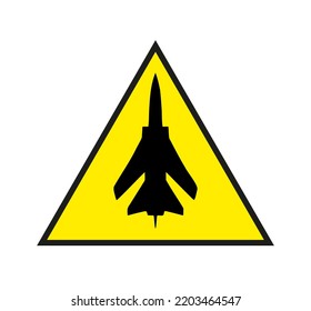 Jet Plane Logo Design With Yellow Triangle Isolated On White. Very Unique And Different. Suitable For Companies And Businesses In Any Sector. Vector EPS 10