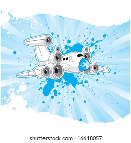 Jet plane with loudspeakers on it's wings fly to party