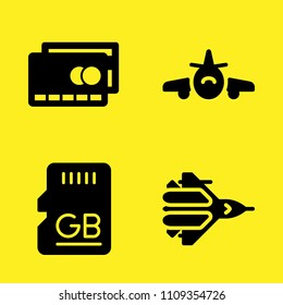 jet plane, sd card, aeroplane and credit card vector icon set. Sample icons set for web and graphic design