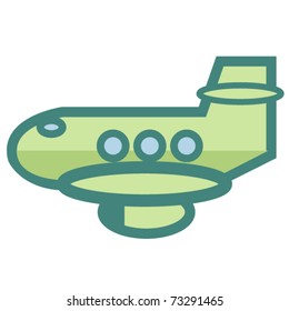 Jet plane in a simple, graphic, stylized cartoon illustration style.