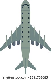 Jet plane top view. Military plane icon