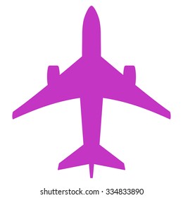 Jet Plane vector icon. Style is flat violet symbol, rounded angles, white background.