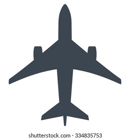 Jet Plane vector icon. Style is flat smooth blue symbol, rounded angles, white background.