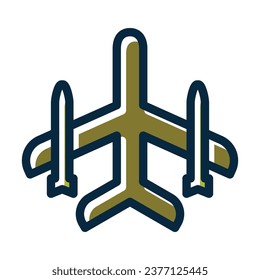 Jet Plane Vector Thick Line Filled Dark Colors Icons For Personal And Commercial Use.
