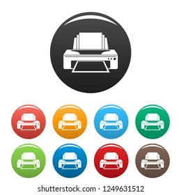 Jet printer icons set 9 color vector isolated on white for any design