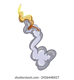 caricatura de humo de lanzamiento de cohete a reacción. toma de nave, astronauta espacial, señal de humo de lanzamiento de cohete a reacción de nave espacial de flujo. símbolo aislado ilustración vectorial