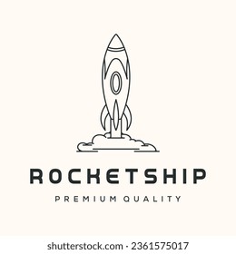 jet rocket line art logo vector minimalist illustration design, flight rocket logo design