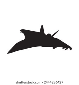 Vector de la silueta del jet aislado negro sobre fondo blanco