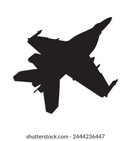Vector de la silueta del jet aislado negro sobre fondo blanco