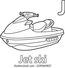 Jet Ski Alphabet ABC Coloring Page J