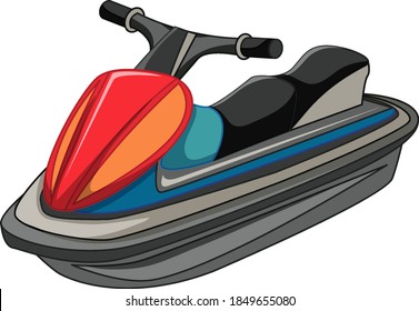 Jet  ski or jet boat in cartoon style isolated on white background illustration