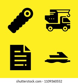 jet ski, crane, sleeping bag and file vector icon set. Sample icons set for web and graphic design