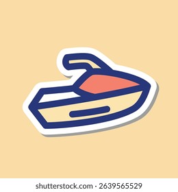 jet ski editable cartoon style sticker vector