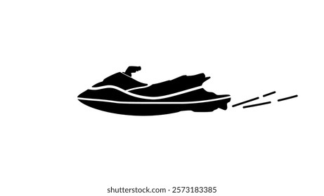 jet ski emblem, black isolated silhouette