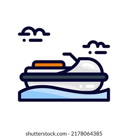 jet ski filled line style icon. vector illustration for graphic design, website, app. EPS 10