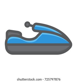 Jet ski filled outline icon, transport and vehicle, water scooter sign vector graphics, a colorful line pattern on a white background, eps 10.