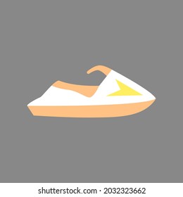 Jet ski flat icon. Maldives water transport. Exotic vacation. Tropical resort. Color filled symbol. Isolated vector stock illustration