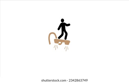 jet ski flyboard Icon water sports diving on white background.