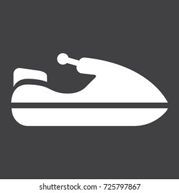 Jet ski glyph icon, transport and vehicle, water scooter sign vector graphics, a solid pattern on a black background, eps 10.
