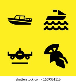 jet ski, helmet, boat and airplane vector icon set. Sample icons set for web and graphic design