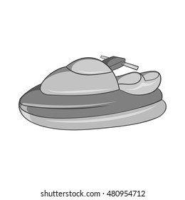Jet ski icon in black monochrome style isolated on white background. Maritime transport symbol vector illustration