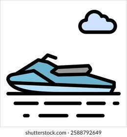 Jet Ski Icon Element For Design