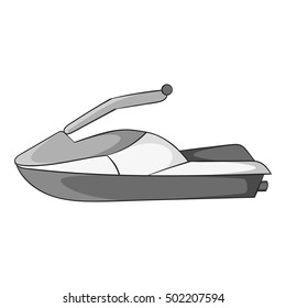 Jet ski icon. Gray monochrome illustration of jet ski vector icon for web