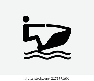 Jet Ski Icon Jetski Personal Boat Vessel Ride Riding Sports Vector Black White Silhouette Symbol Sign Graphic Clipart Artwork Illustration Pictogram