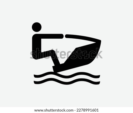 Jet Ski Icon Jetski Personal Boat Vessel Ride Riding Sports Vector Black White Silhouette Symbol Sign Graphic Clipart Artwork Illustration Pictogram
