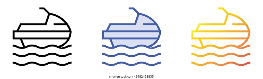 jet ski icon. Linear, Blue Fill and Gradient Style Design Isolated On White Background